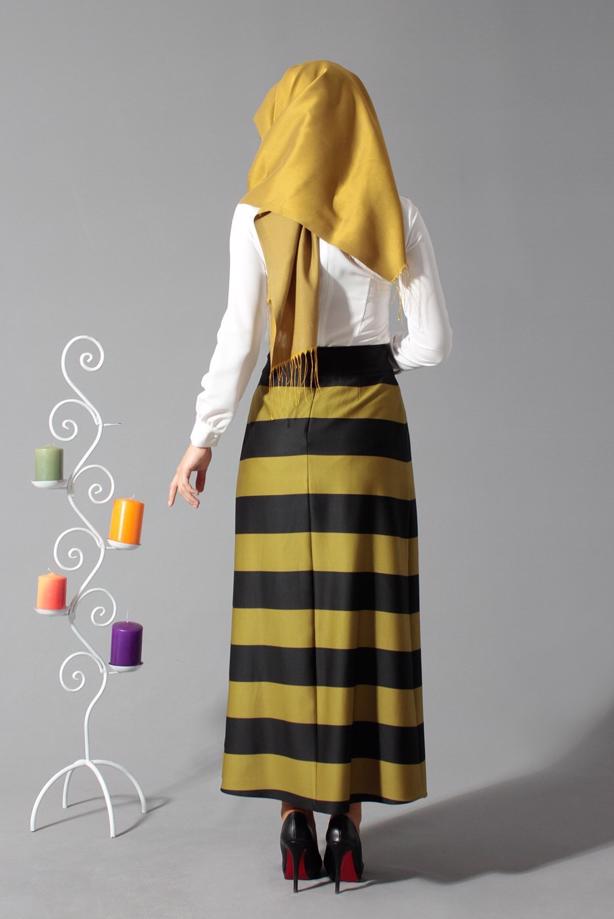 Vêtements hijab  STRIPPED FLARE SKIRT 6785  - TRENDTESETTÜR
