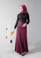 Tesettür giyim FUŞYA ÇAN ETEK 6788 