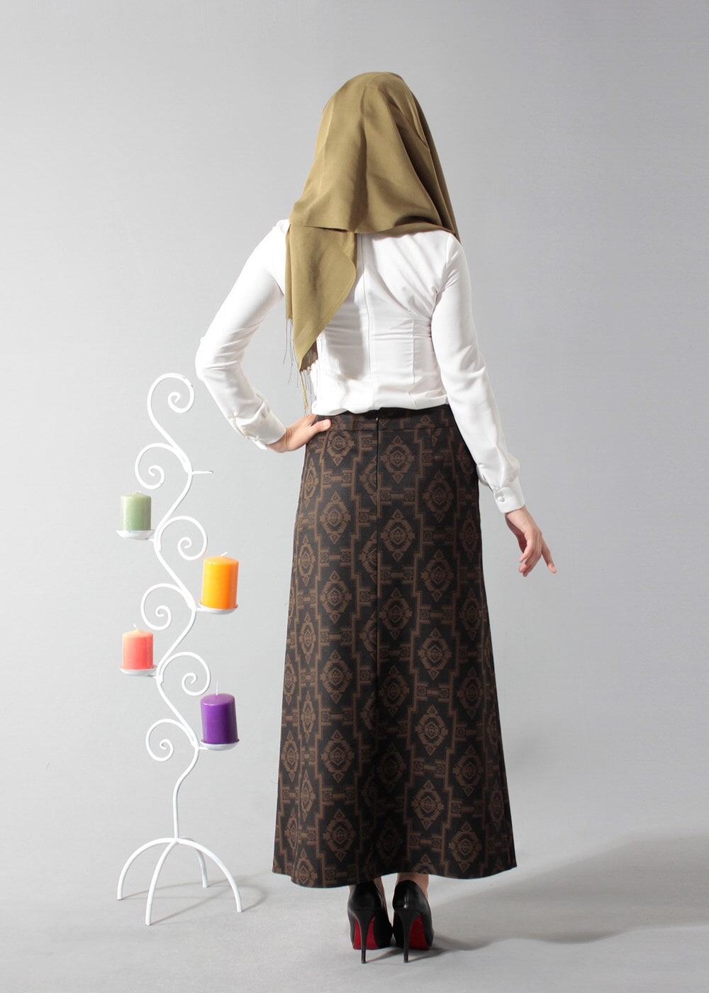 Tesettür giyim HAKİ 6789 ETEK