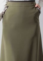 Tesettür giyim HAKİ CEPLİ KLASİK ETEK 6790 