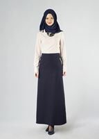 Tesettür giyim LACİVERT CEPLİ KLASİK ETEK 6790 