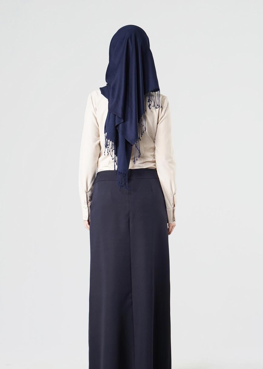 Tesettür giyim LACİVERT CEPLİ KLASİK ETEK 6790 