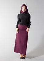 Tesettür giyim BORDO CEPLİ KLASİK ETEK 6790 