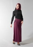 Tesettür giyim BORDO CEPLİ KLASİK ETEK 6790 