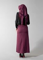 Tesettür giyim BORDO CEPLİ KLASİK ETEK 6790 