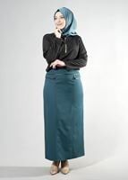 Hijab clothing BLUE STRAIGHT CUT SKIRT 6797