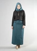 Hijab clothing BLUE STRAIGHT CUT SKIRT 6797