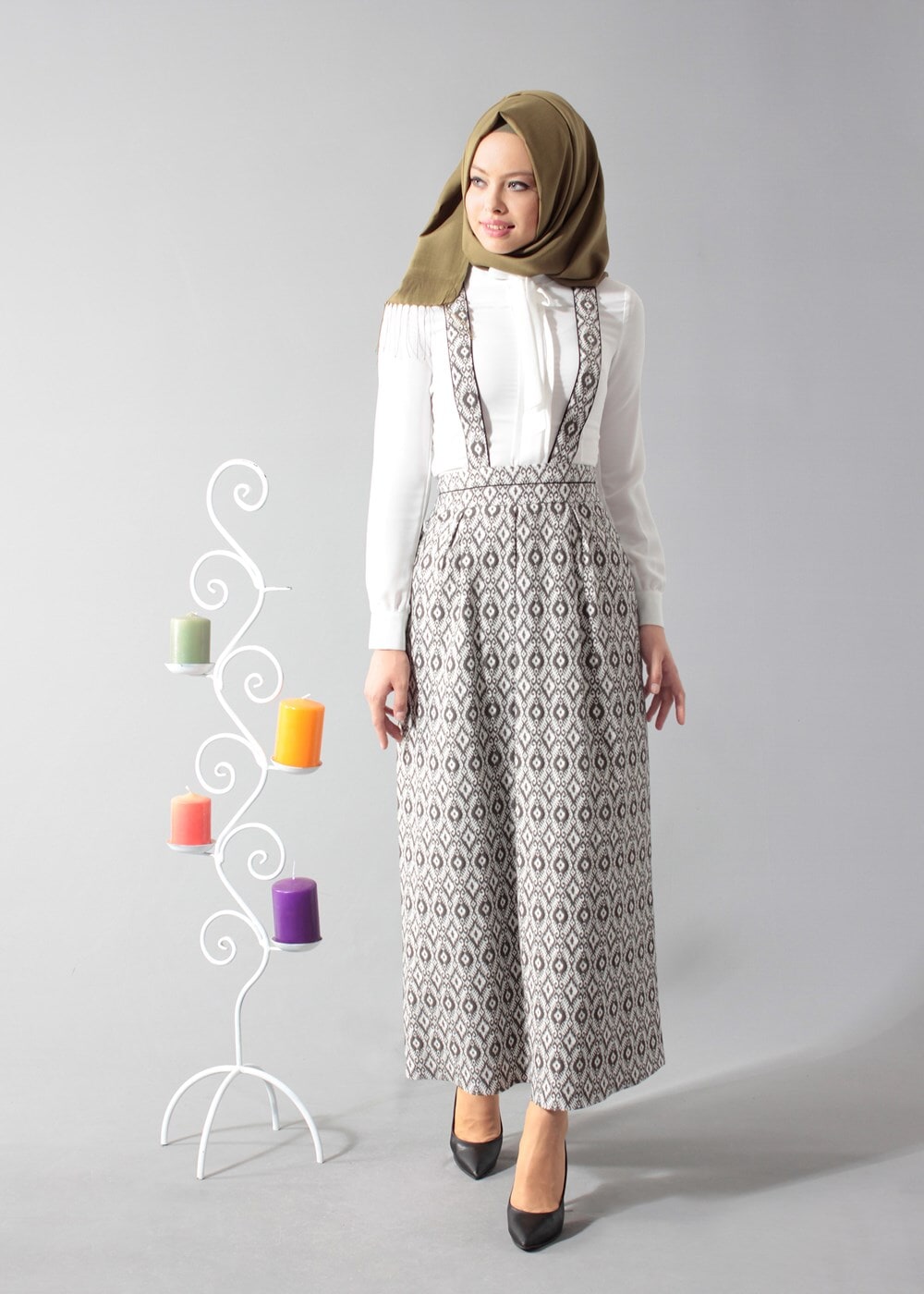 Tesettür giyim HAKİ 6800 ETEK