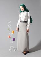 Tesettür giyim SİYAH DÜZ KESİM KEMERLİ ETEK 6802 