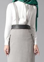 Tesettür giyim SİYAH DÜZ KESİM KEMERLİ ETEK 6802 