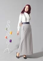 Tesettür giyim LACİVERT DÜZ KESİM KEMERLİ ETEK 6802 