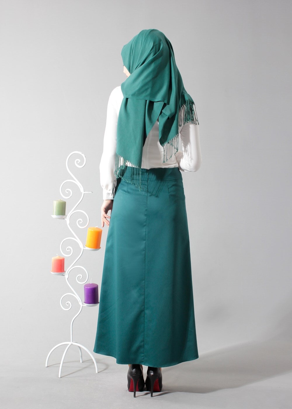 Tesettür giyim YEŞİL 6809 ETEK
