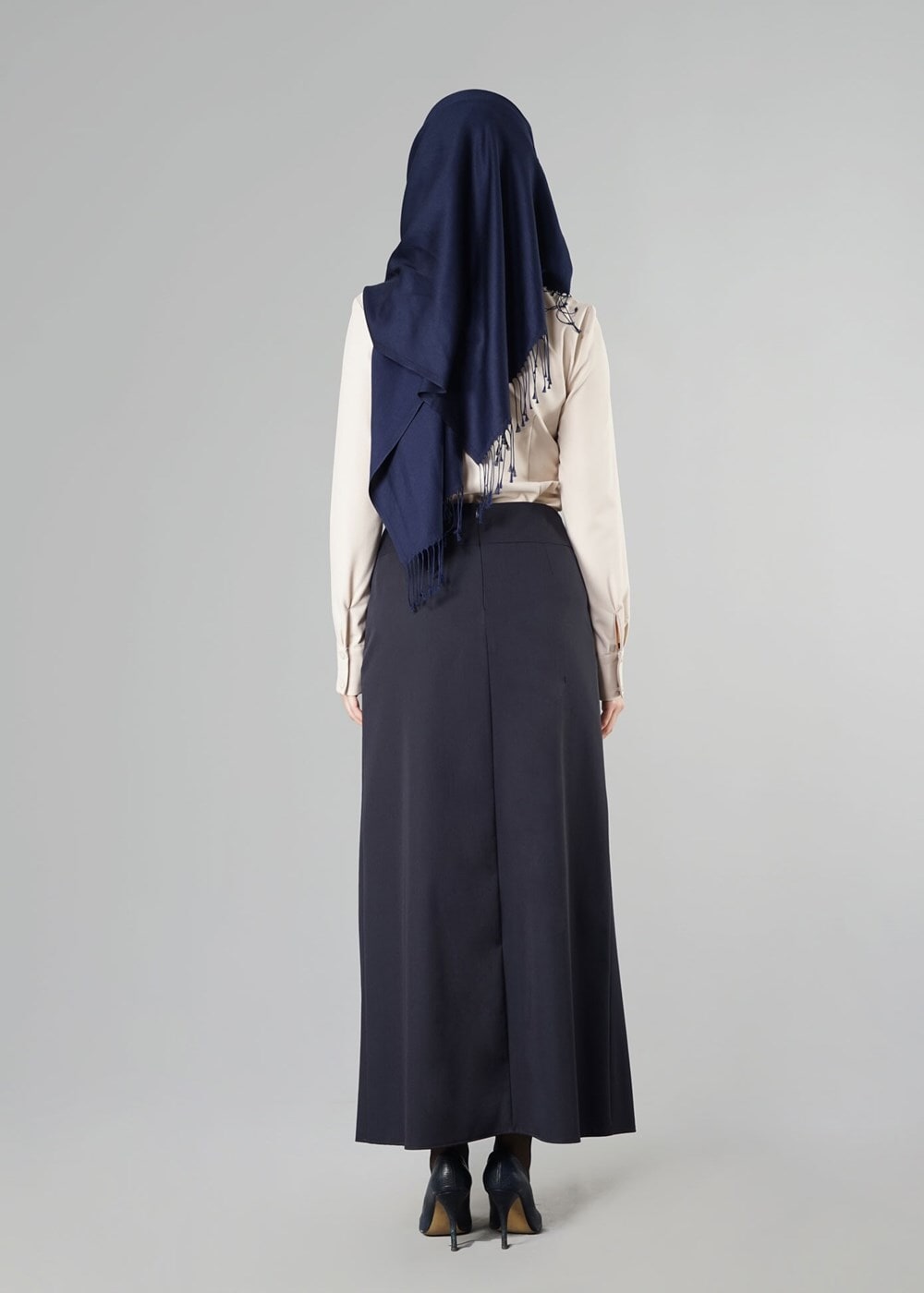 Tesettür giyim LACİVERT ALVİNA DÜZ KESİM ETEK T 6810