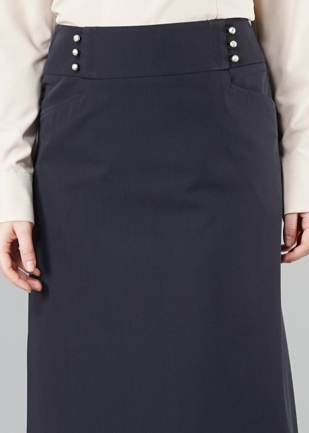 Tesettür giyim LACİVERT ALVİNA DÜZ KESİM ETEK T 6810