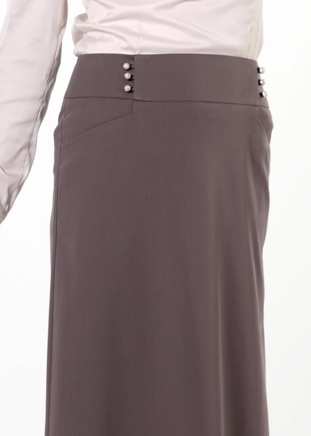 Tesettür giyim VİZON ALVİNA DÜZ KESİM ETEK T 6810