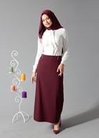 Tesettür giyim BORDO ALVİNA DÜZ KESİM ETEK T 6810