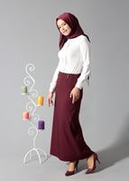 Tesettür giyim BORDO ALVİNA DÜZ KESİM ETEK T 6810