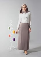 Tesettür giyim VİZON ALVİNA DÜZ KESİM ETEK T 6810