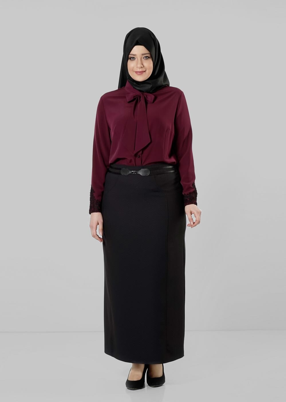 Vêtements hijab NOIR JUPE DROITE 6811