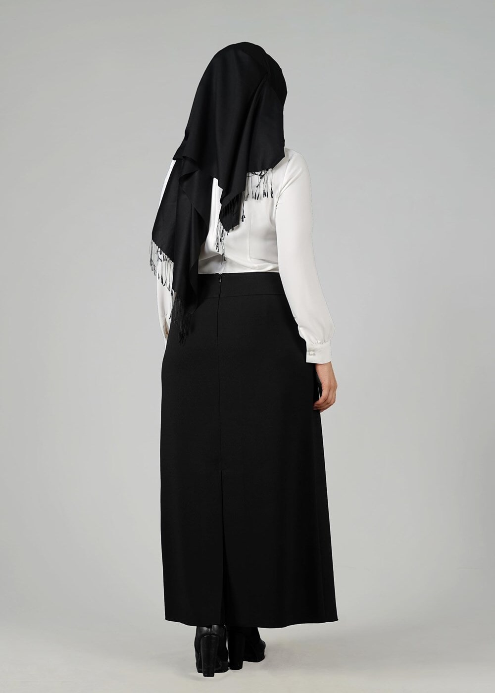 Vêtements hijab NOIR JUPE À COUPE CLASSIQUE 6812 