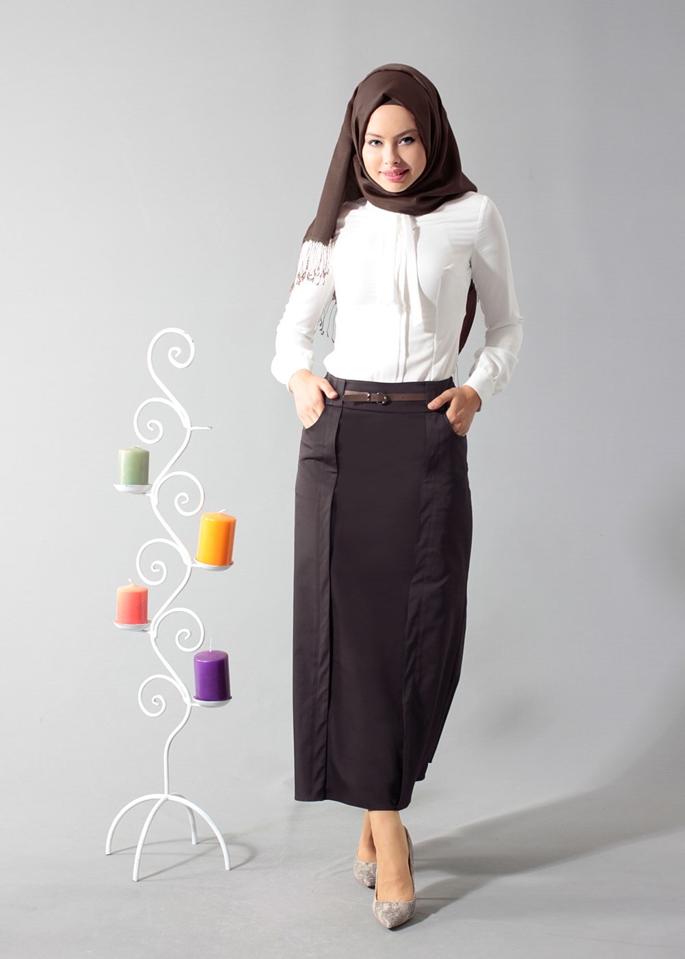 Tesettür giyim KAHVE 6816 ETEK