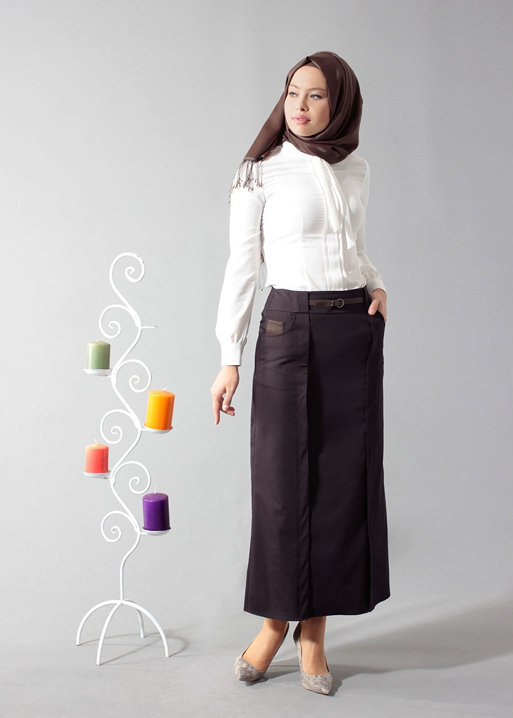 Tesettür giyim KAHVE 6816 ETEK