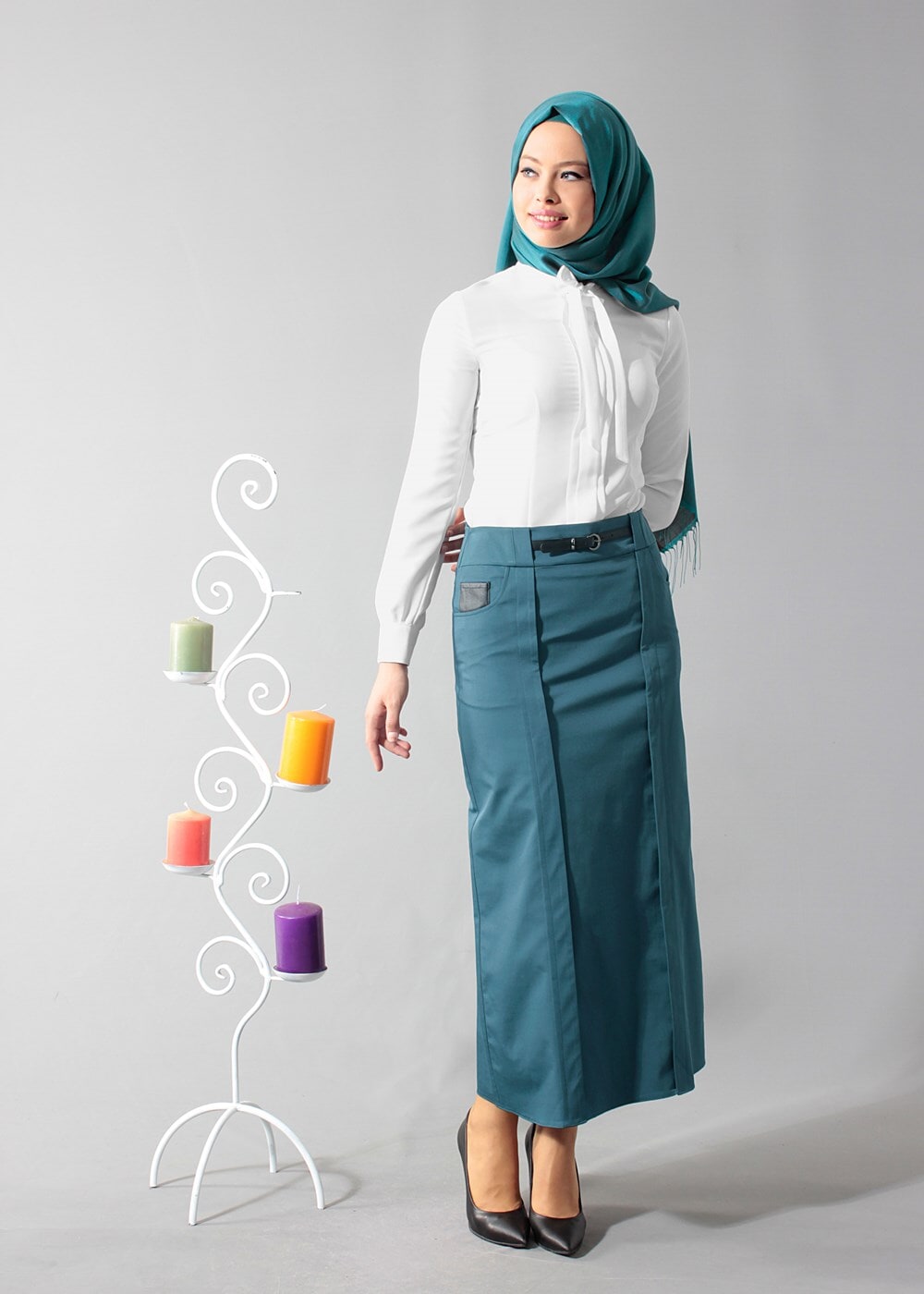 Tesettür giyim MAVİ 6816 ETEK