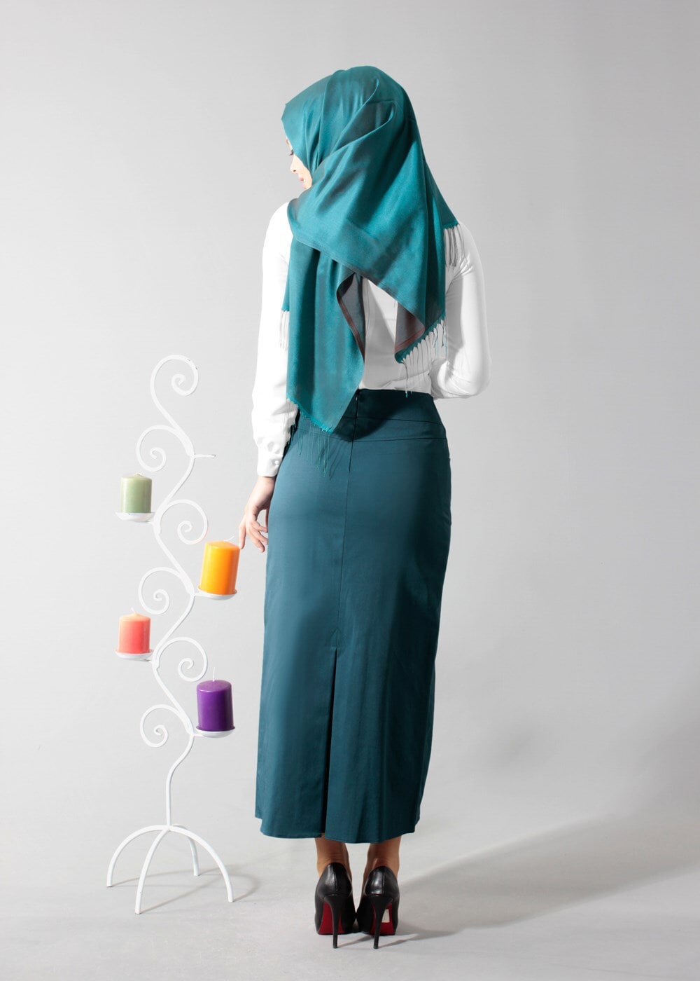 Tesettür giyim MAVİ 6816 ETEK