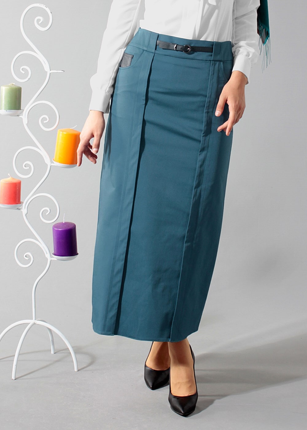 Tesettür giyim MAVİ 6816 ETEK