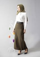 Tesettür giyim HAKİ 6823 ETEK