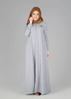 Tesettür giyim GRİ FERMUARLI KAPÜŞONLU FERACE 25106