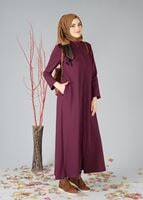 Tesettür giyim BORDO FERMUARLI KAPÜŞONLU FERACE 25106