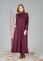 Tesettür giyim BORDO FERMUARLI KAPÜŞONLU FERACE 25106