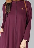 Tesettür giyim BORDO FERMUARLI KAPÜŞONLU FERACE 25106