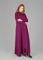 Hijab clothing FUCHSIA ZIP-UP HOODED TOPCOAT 25106