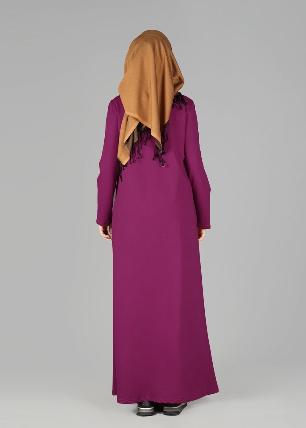 Hijab clothing FUCHSIA ZIP-UP HOODED TOPCOAT 25106