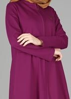 Hijab clothing FUCHSIA ZIP-UP HOODED TOPCOAT 25106