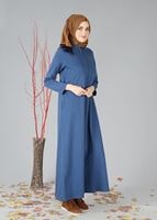 Tesettür giyim LACİVERT FERMUARLI KAPÜŞONLU FERACE 25106