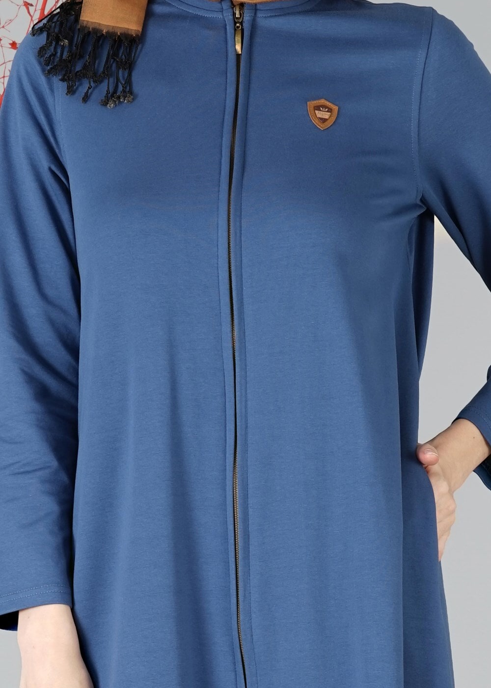 Tesettür giyim LACİVERT FERMUARLI KAPÜŞONLU FERACE 25106