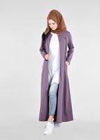 Tesettür giyim BEJ FERMUARLI KAPÜŞONLU FERACE 25106