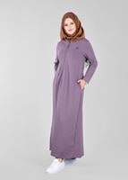 Tesettür giyim BEJ FERMUARLI KAPÜŞONLU FERACE 25106