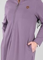 Tesettür giyim BEJ FERMUARLI KAPÜŞONLU FERACE 25106