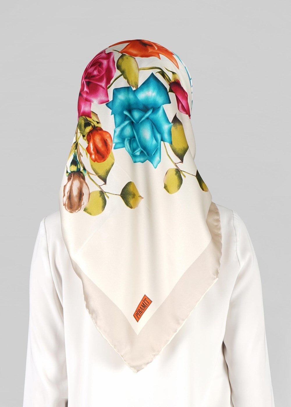 Tesettür giyim VİZON T 27633 Piramit  Leopar Desenli Esarp