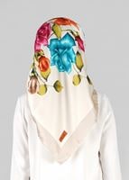 Tesettür giyim VİZON T 27633 Piramit  Leopar Desenli Esarp