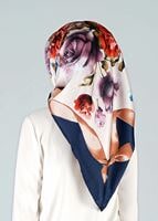 Tesettür giyim LACİVERT T 27634 Piramit Çiçek Desenli Esarp