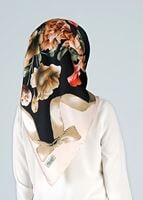 Tesettür giyim PUDRA T 27634 Piramit Çiçek Desenli Esarp