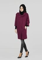Tesettür giyim BORDO TRUVAKAR KOL DÜĞMELİ TRENÇKOT 9265
