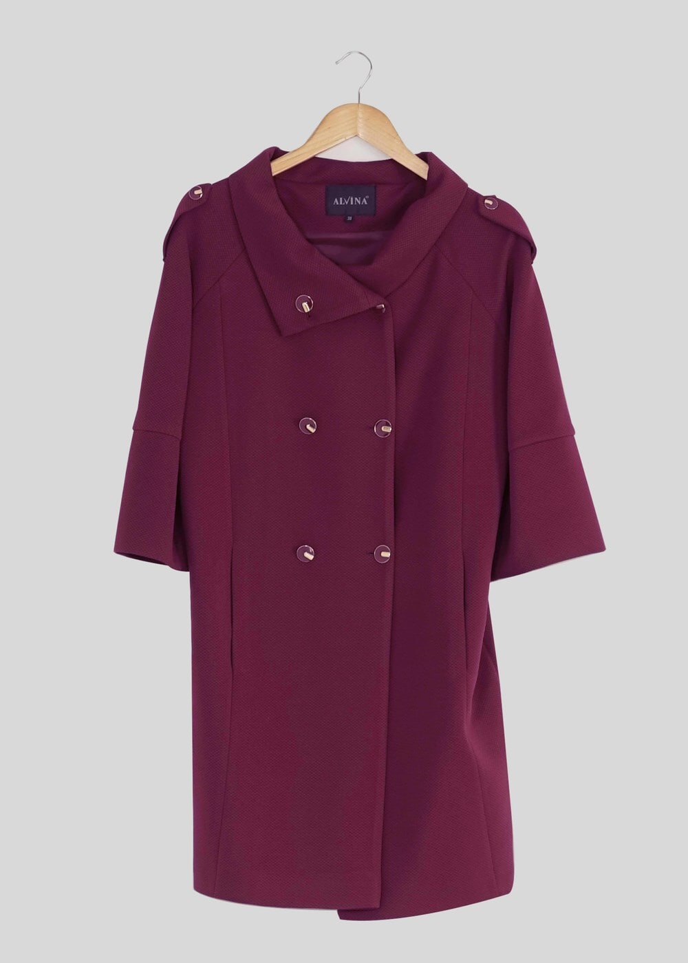 Tesettür giyim BORDO TRUVAKAR KOL DÜĞMELİ TRENÇKOT 9265