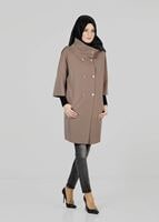 Tesettür giyim KAHVE TRUVAKAR KOL DÜĞMELİ TRENÇKOT 9265