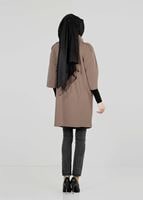 Tesettür giyim KAHVE TRUVAKAR KOL DÜĞMELİ TRENÇKOT 9265